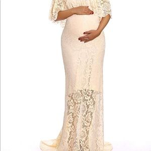 Off shoulder Maternity gown Nude